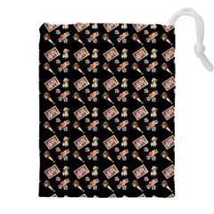 Robin Art Black Pattern Drawstring Pouch (5xl)