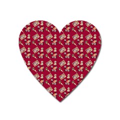 Robin Art Red Pattern Heart Magnet by snowwhitegirl