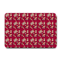 Robin Art Red Pattern Small Doormat  by snowwhitegirl