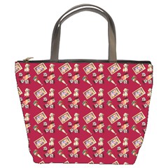 Robin Art Red Pattern Bucket Bag by snowwhitegirl