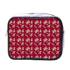 Robin Art Red Pattern Mini Toiletries Bag (one Side) by snowwhitegirl