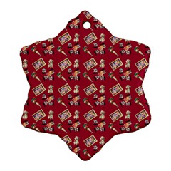 Robin Art Red Pattern Snowflake Ornament (two Sides) by snowwhitegirl