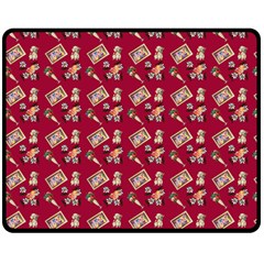 Robin Art Red Pattern Double Sided Fleece Blanket (medium)  by snowwhitegirl