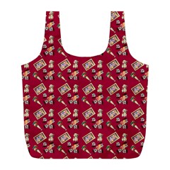 Robin Art Red Pattern Full Print Recycle Bag (l) by snowwhitegirl