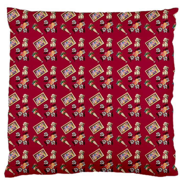 Robin Art Red Pattern Large Flano Cushion Case (Two Sides)