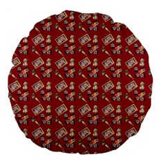 Robin Art Red Pattern Large 18  Premium Flano Round Cushions by snowwhitegirl