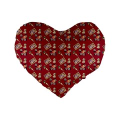 Robin Art Red Pattern Standard 16  Premium Flano Heart Shape Cushions by snowwhitegirl