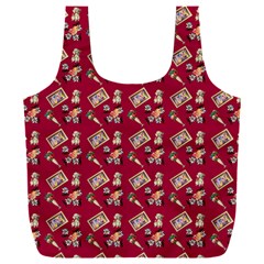 Robin Art Red Pattern Full Print Recycle Bag (xxxl)