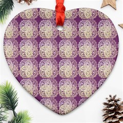 Doily Only Pattern Purple Ornament (heart) by snowwhitegirl