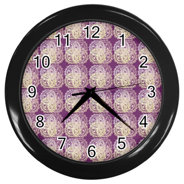 Doily Only Pattern Purple Wall Clock (Black)