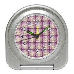 Doily Only Pattern Purple Travel Alarm Clock by snowwhitegirl