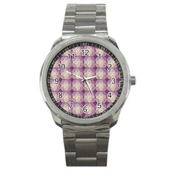 Doily Only Pattern Purple Sport Metal Watch by snowwhitegirl