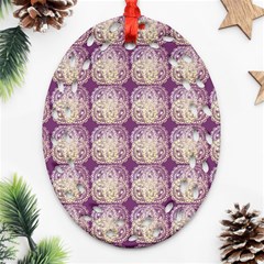 Doily Only Pattern Purple Oval Filigree Ornament (two Sides) by snowwhitegirl