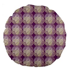 Doily Only Pattern Purple Large 18  Premium Round Cushions by snowwhitegirl