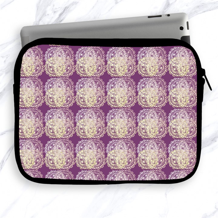 Doily Only Pattern Purple Apple iPad 2/3/4 Zipper Cases