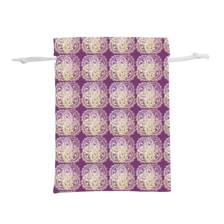 Doily Only Pattern Purple Lightweight Drawstring Pouch (L)