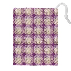 Doily Only Pattern Purple Drawstring Pouch (5xl) by snowwhitegirl