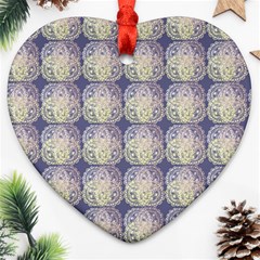 Doily Only Pattern Blue Ornament (heart) by snowwhitegirl