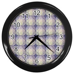 Doily Only Pattern Blue Wall Clock (black) by snowwhitegirl