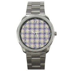 Doily Only Pattern Blue Sport Metal Watch by snowwhitegirl