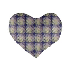 Doily Only Pattern Blue Standard 16  Premium Flano Heart Shape Cushions by snowwhitegirl