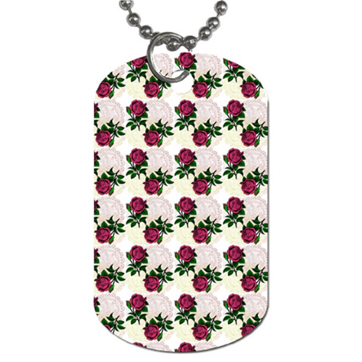 Doily Rose Pattern White Dog Tag (Two Sides)