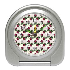 Doily Rose Pattern White Travel Alarm Clock