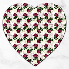 Doily Rose Pattern White Jigsaw Puzzle (heart) by snowwhitegirl