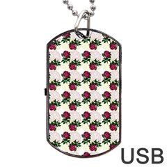 Doily Rose Pattern White Dog Tag USB Flash (One Side)