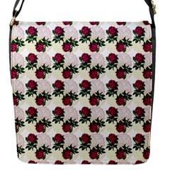 Doily Rose Pattern White Flap Closure Messenger Bag (S)