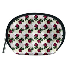 Doily Rose Pattern White Accessory Pouch (Medium)