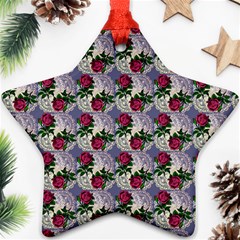 Doily Rose Pattern Blue Ornament (star) by snowwhitegirl