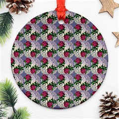 Doily Rose Pattern Blue Round Ornament (two Sides) by snowwhitegirl