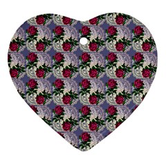 Doily Rose Pattern Blue Heart Ornament (two Sides) by snowwhitegirl