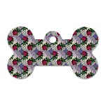 Doily Rose Pattern Blue Dog Tag Bone (One Side) Front