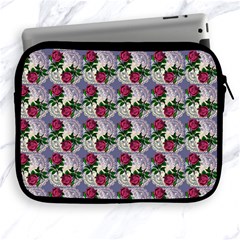 Doily Rose Pattern Blue Apple Ipad 2/3/4 Zipper Cases by snowwhitegirl