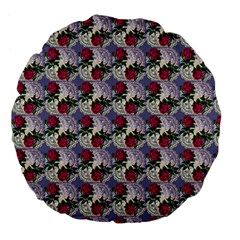 Doily Rose Pattern Blue Large 18  Premium Flano Round Cushions by snowwhitegirl