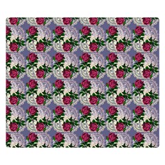 Doily Rose Pattern Blue Double Sided Flano Blanket (small)  by snowwhitegirl