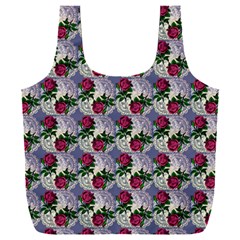 Doily Rose Pattern Blue Full Print Recycle Bag (xxl) by snowwhitegirl