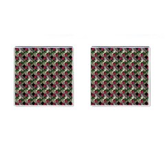 Doily Rose Pattern Black Cufflinks (square) by snowwhitegirl