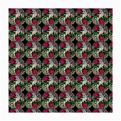 Doily Rose Pattern Black Medium Glasses Cloth (2 Sides) by snowwhitegirl