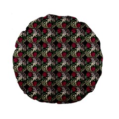 Doily Rose Pattern Black Standard 15  Premium Flano Round Cushions by snowwhitegirl