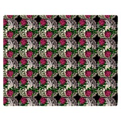 Doily Rose Pattern Black Double Sided Flano Blanket (medium)  by snowwhitegirl