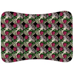 Doily Rose Pattern Black Velour Seat Head Rest Cushion by snowwhitegirl