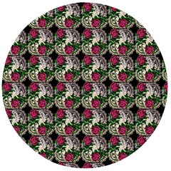 Doily Rose Pattern Black Wooden Bottle Opener (round) by snowwhitegirl