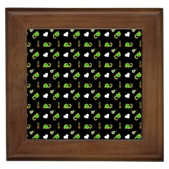 Green Elephant Pattern Framed Tile by snowwhitegirl