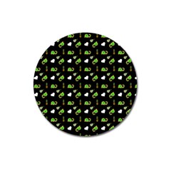 Green Elephant Pattern Magnet 3  (round)