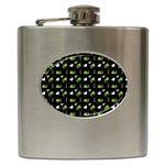 Green Elephant Pattern Hip Flask (6 oz) Front