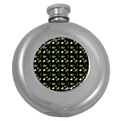 Green Elephant Pattern Round Hip Flask (5 Oz) by snowwhitegirl