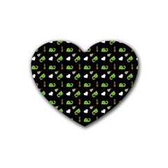 Green Elephant Pattern Rubber Coaster (heart)  by snowwhitegirl